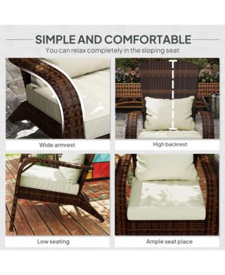 Patio Wicker Adirondack Chair with Soft Cushions,