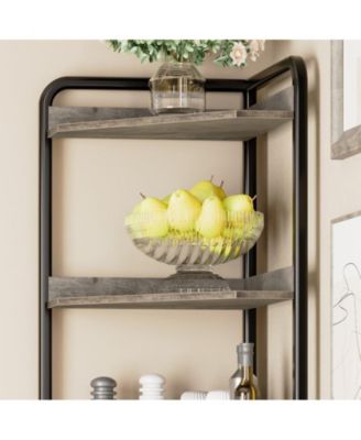 16.54" Wood, Metal Corner Cabinet with Storage