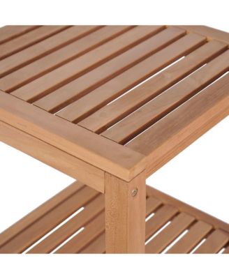 4-Tier Bathroom Storage Rack Solid Teak 16.5"x16.5"x65"
