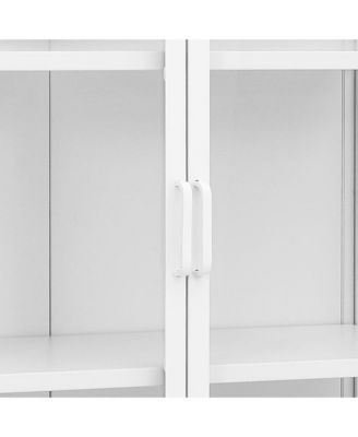 Highboard White 31.5"x13.8"x53.1" Steel and Tempered Glass