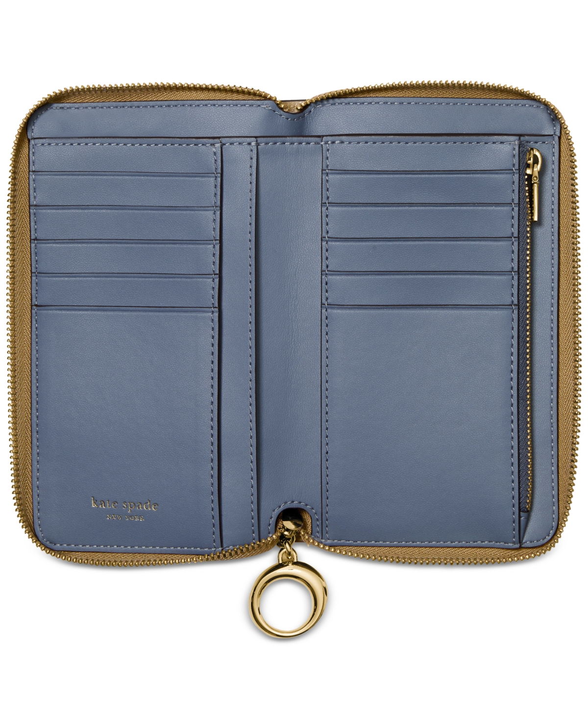 Kate Spade Halo Glazed Leather Medium Zip Around Wallet In Green