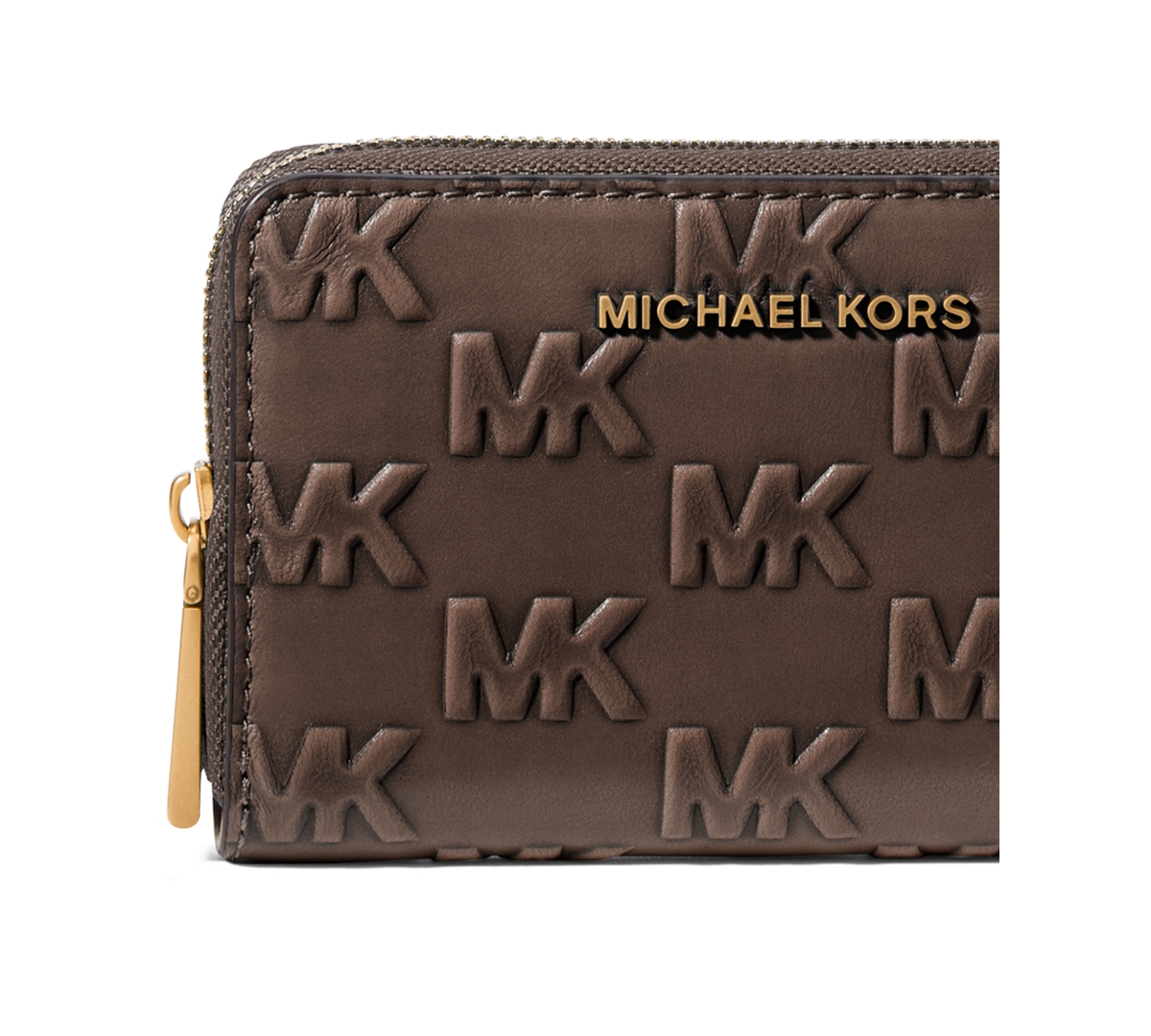 Michael Kors Michael  Jet Set Mini Zip Around Card Case In Brown