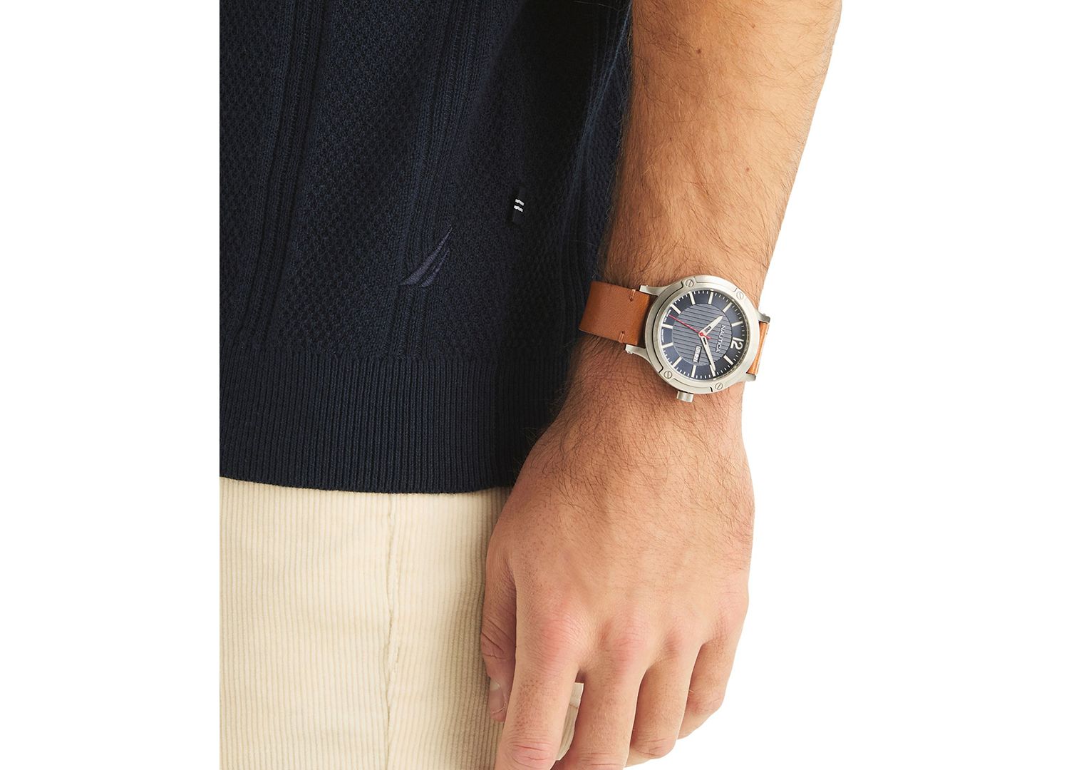 Men's Textured Open Front Polo Sweater