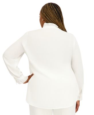 Women's V-Neck Long-Sleeve Top, Regular and Plus Size