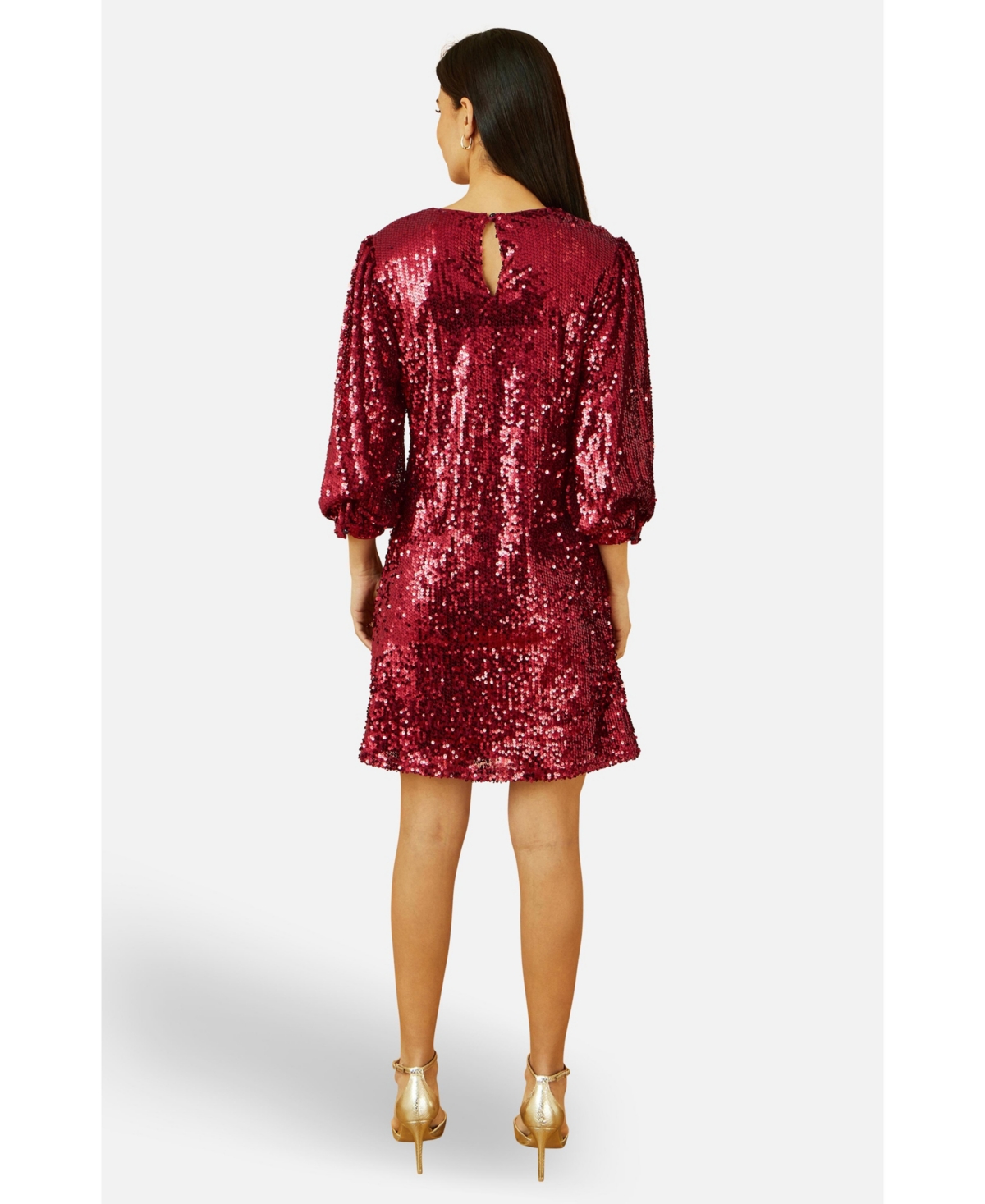 Yumi Women's Balloon Sleeve Sequin Mini Dress