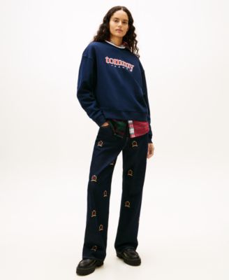 Women's Boxy Tommy Applique Crewneck Sweatshirt
