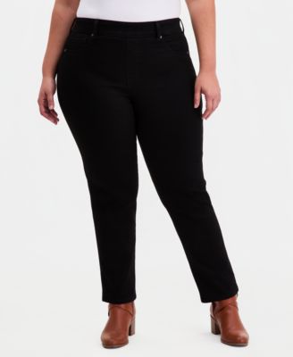 Plus Size Pull-On Shaping High-Rise Straight-Leg Jeans, Macy's Exclusive