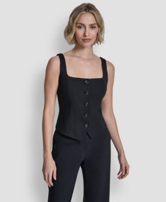 DKNY - Women's Button Front Vest Top