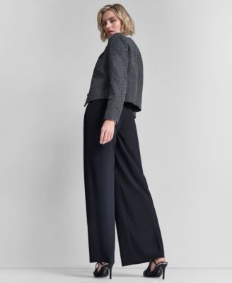 Women's Collarless Cropped 4-Button Jacket