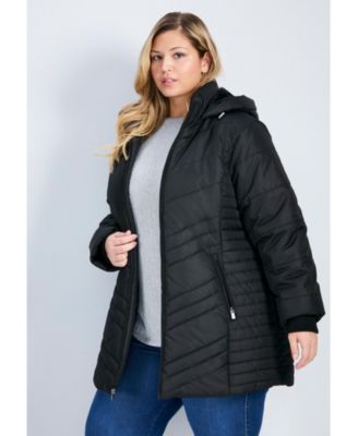 Women's Triple Chevron Hooded Puffer Jacket