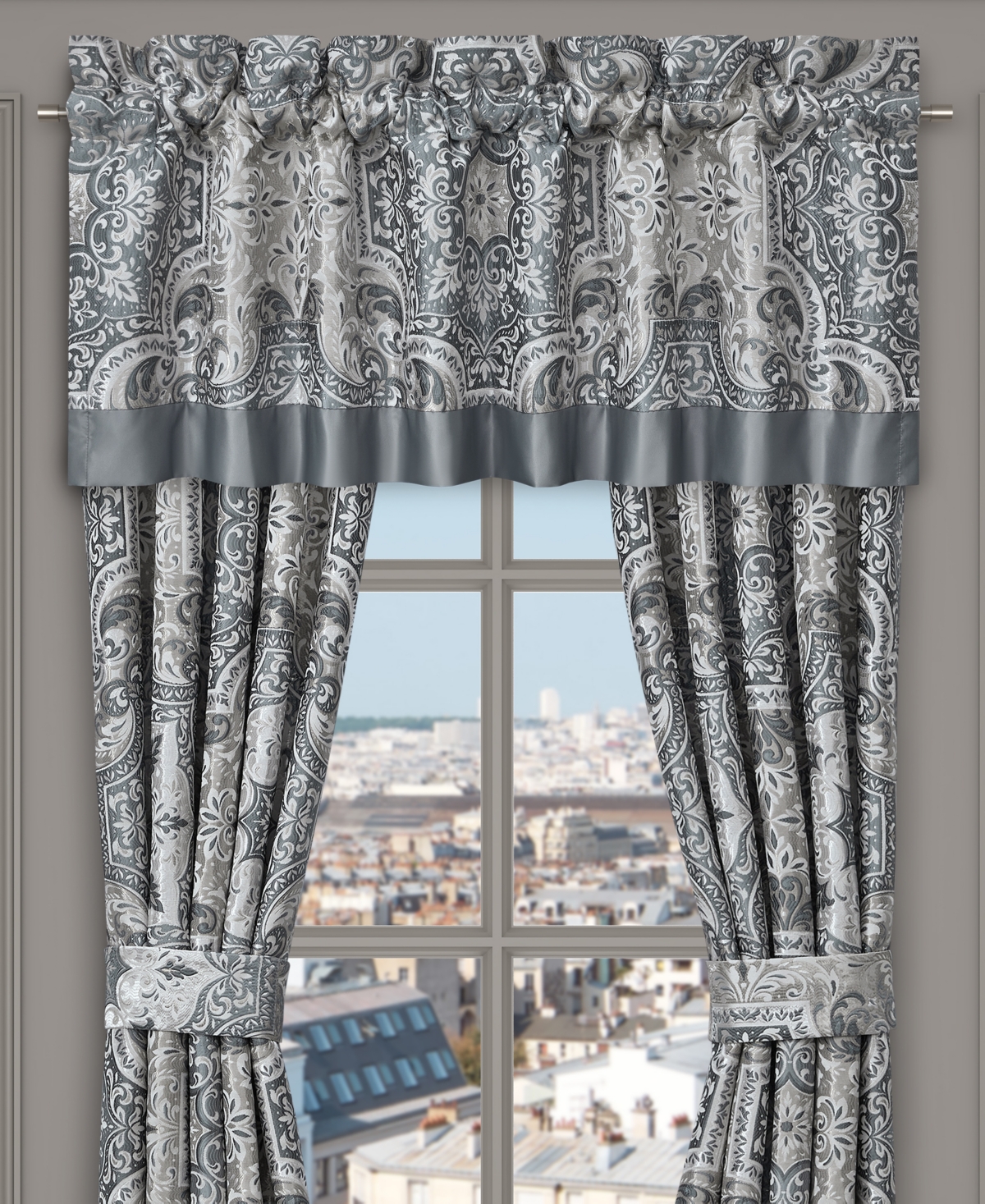 Royal Court Lisbon Window Straight Valance, 18" X 72" In Gray