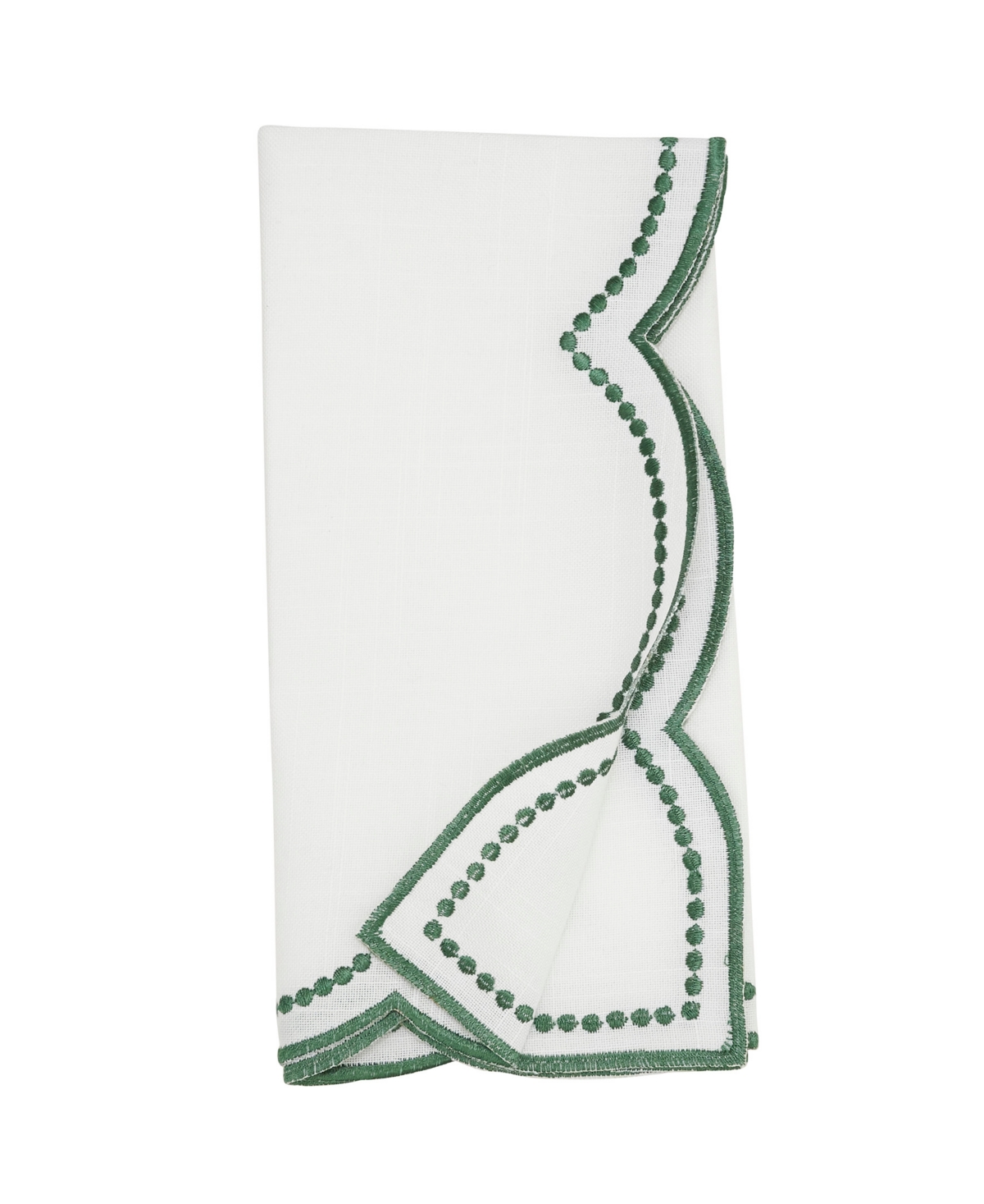 Saro Lifestyle Embroidered Polka Dot Napkin With Scallop Edge, Set Of 4 In Green