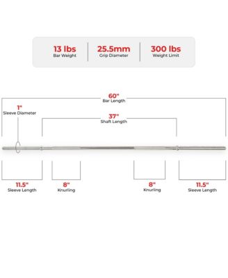 60" Standard Barbell with Star-lock collars, 300 lbs weight capacity
