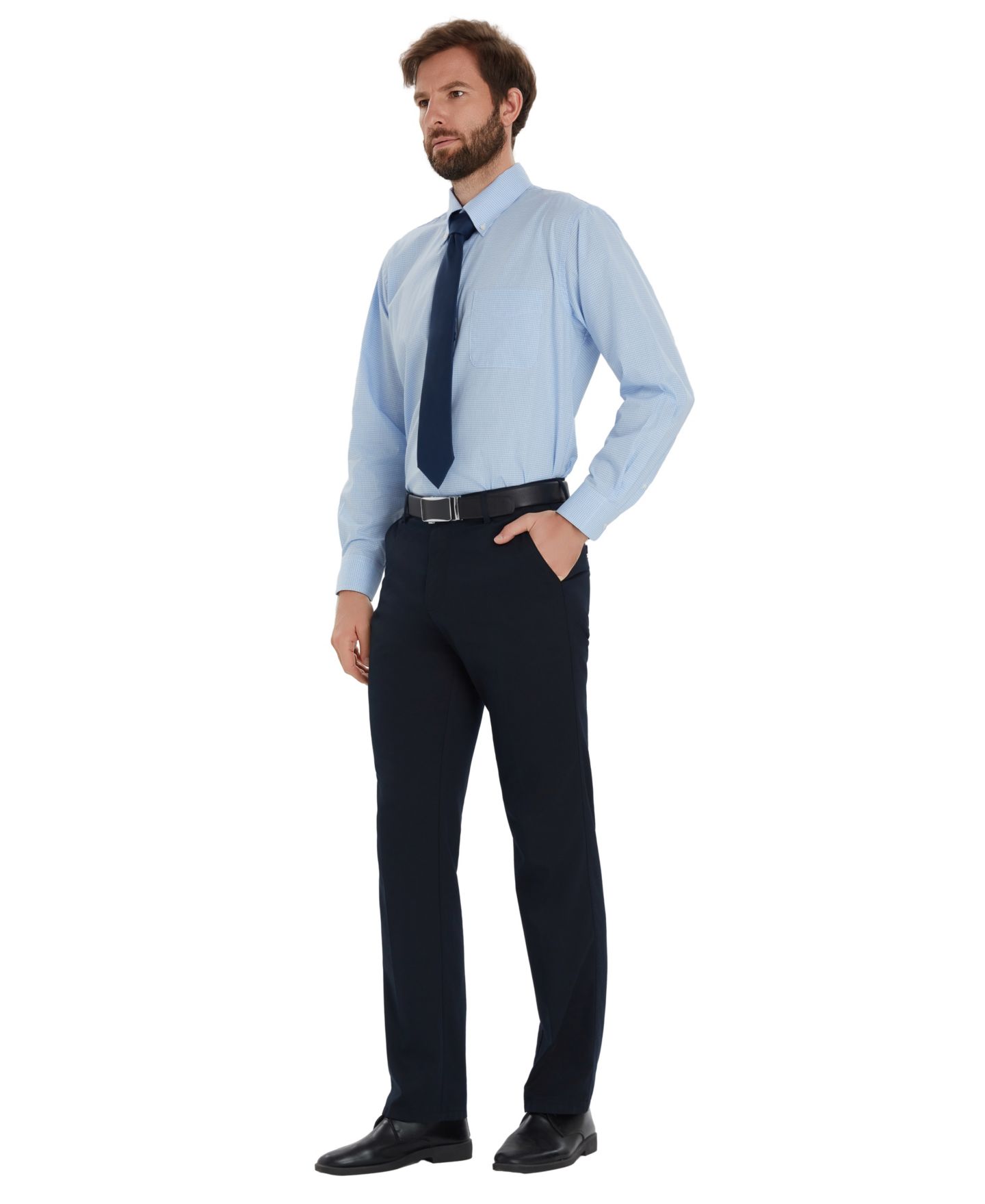 Мужская рубашка Club Room Mini Gingham Dress Shirt, цвет: Светлый синий — фото 4