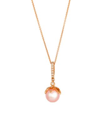 Freshwater Pearl (8-9mm) & Nude Diamond (0.11 ct. t.w.) Pendant Necklace in 14k Strawberry Gold