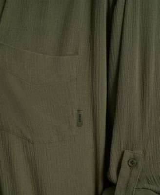 Women's Gauze Collared Button-Front Beach Shirt