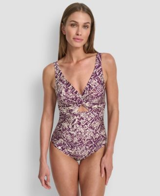 Women's Shirred Keyhole Detail One-Piece Swimsuit