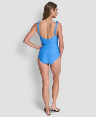 Ruffle Plunge Underwire Tummy Control One-Piece Swimsuit