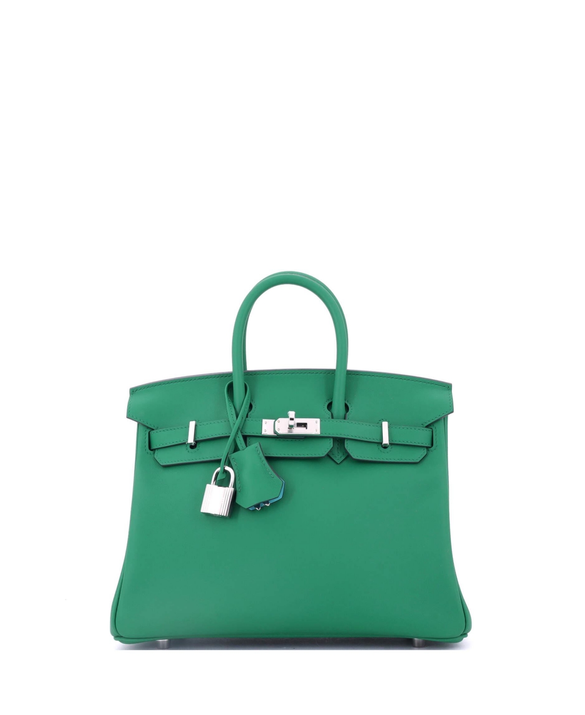 Pre-Owned Hermes Birkin 25 Handbag Verso Swift with Palladium Hardware