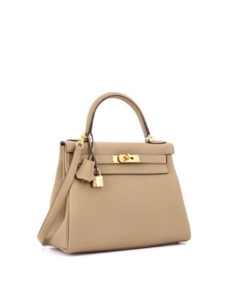 Kelly 28 Handbag Light Togo with Gold Hardware
