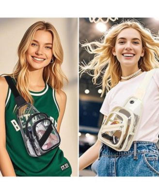Clear Bag for Stadium Events, Clear Backpack Purse for Women Waterproof PVC Crossbody Fanny Pack for Concert