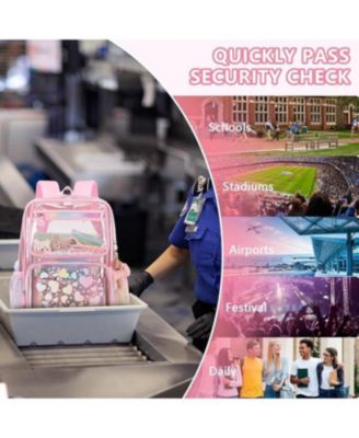 Clear Backpack for School Girls, Heavy Duty TPU Transparent Backpack Stadium Events Approved, Clear Bookbag