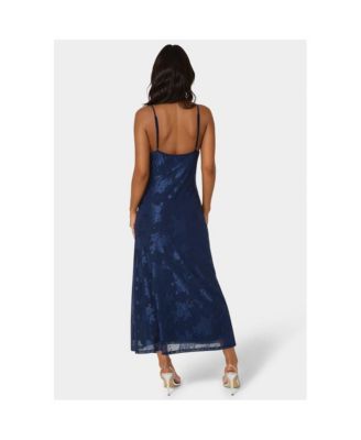 Women's Jacquard Mesh Cowl A-Line Maxi Dress