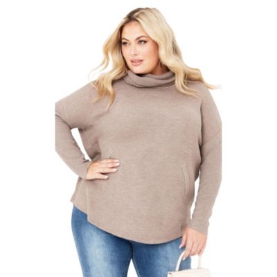 Women's Plus Size Ash Turtleneck Close Fit Sweater
