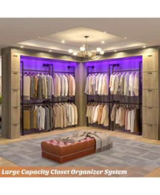 3.5-13.5 FT Reversible Wall Mounted Industrial Metal Pipe Clothing Rack for Hanging Clothes