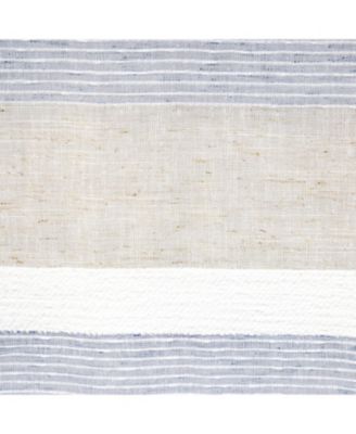 100% Polyester Nathan Stripe Sheer Faux LinenDual Header Curtain Panel