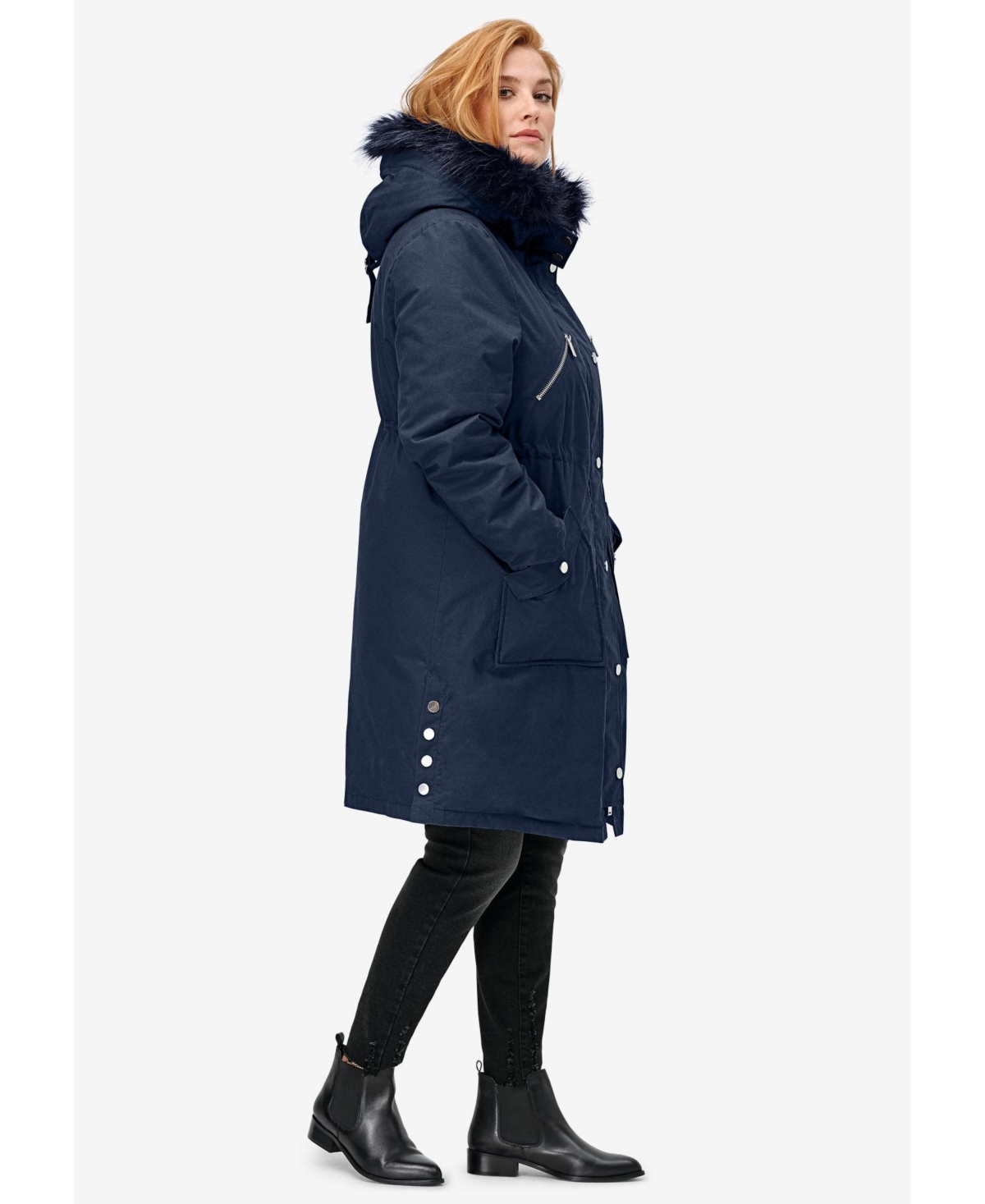 ellos Women's Side-Snap Zip-Front Parka