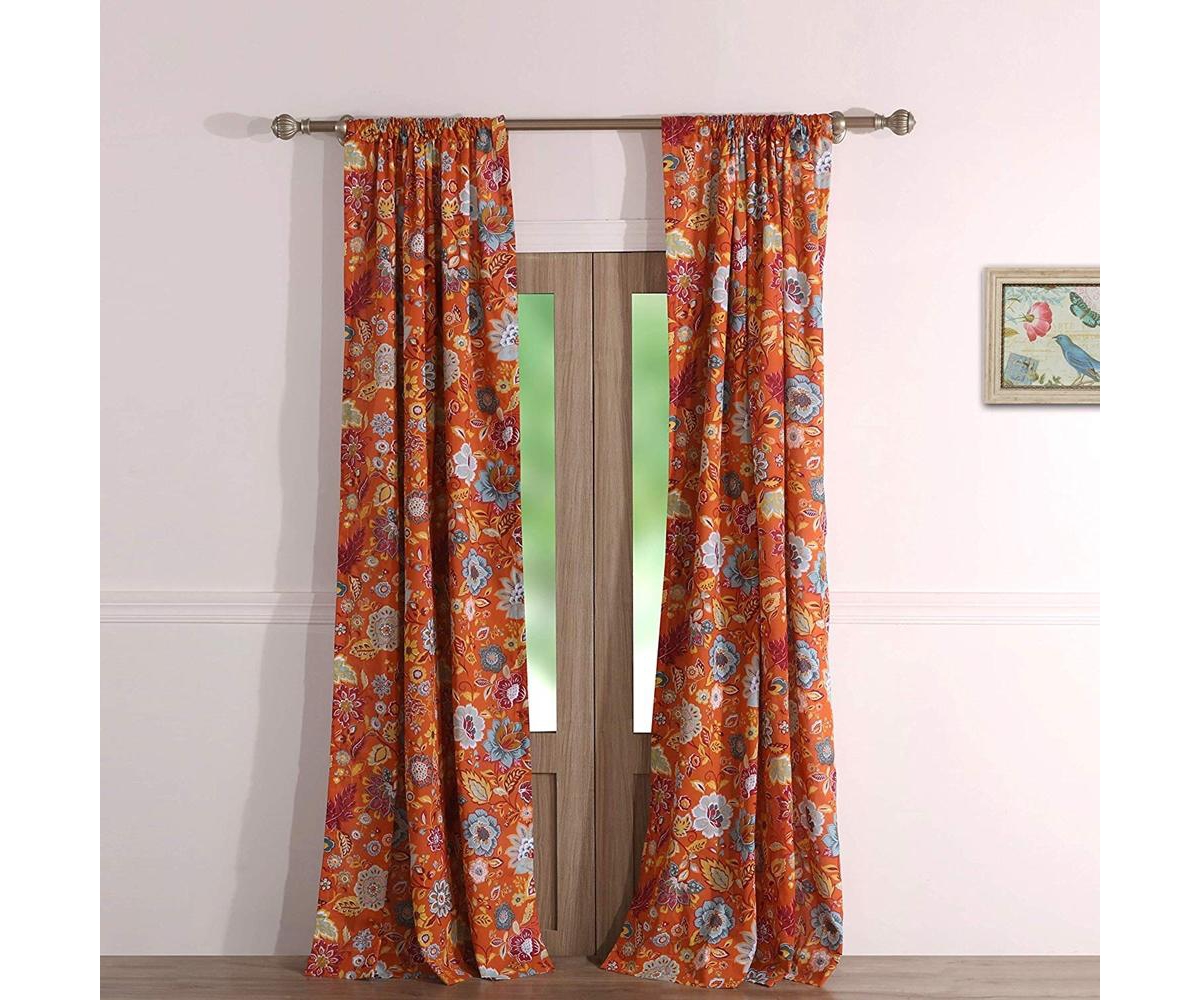 Greenland Home Fashion Astoria Festive Window Curtain Panel Pair With 3" Rod Pocket - Spice 42x63"