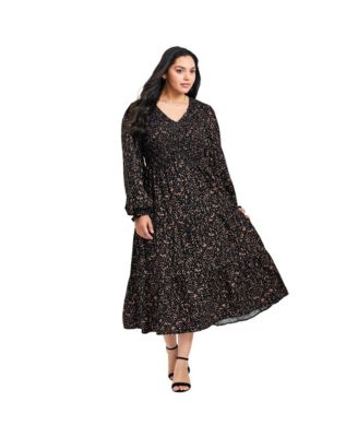 Women's Plus Size Indi Puff Sleeve Shirred Dress