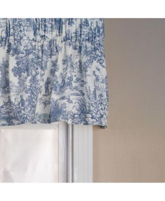 Victoria Park Toile Water Proof Room Darkening Blackout Tailored Window Valance - 70 x 12" Blue