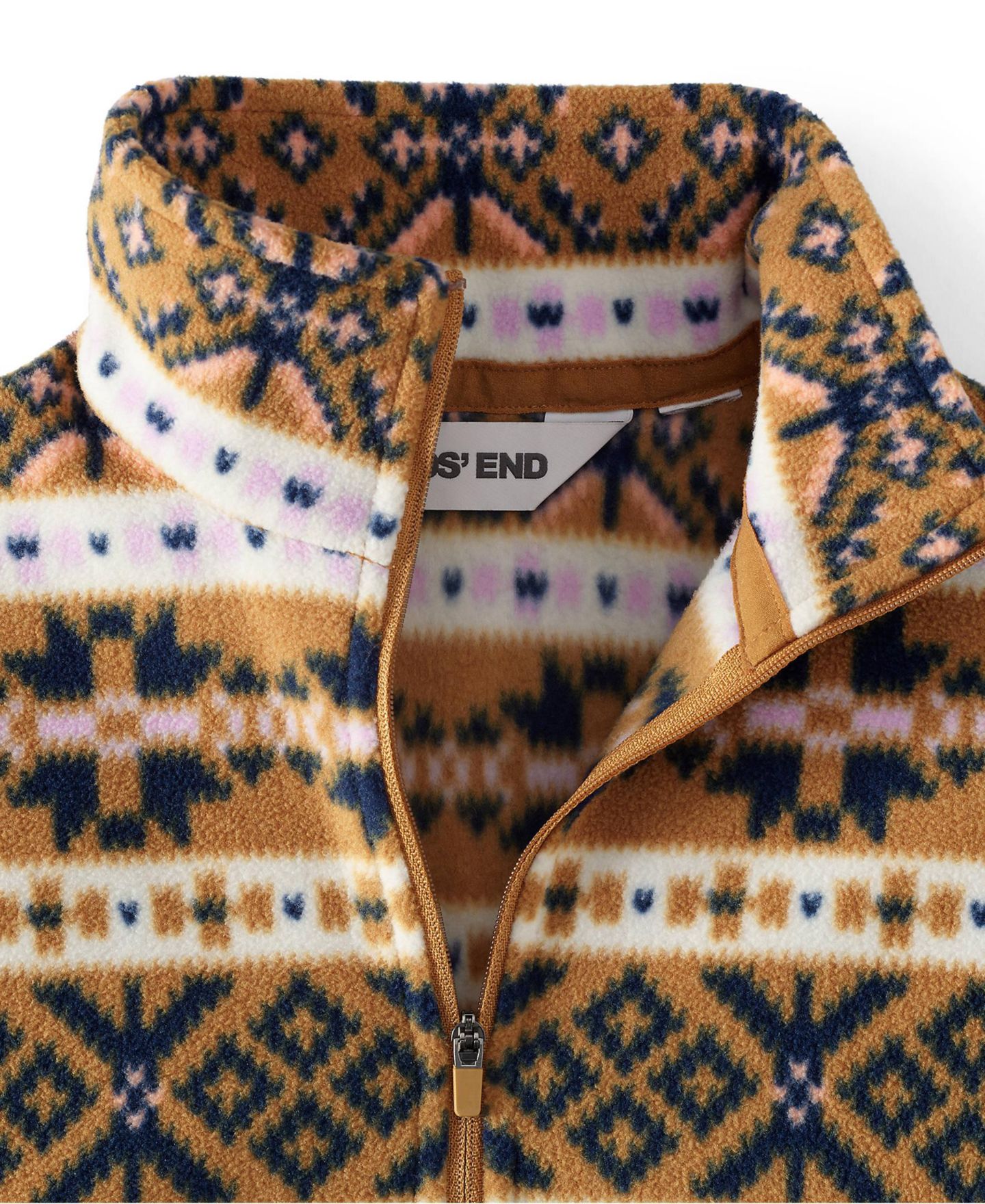 Женские свитеры Lands' End Outerwear Coats Petite Anyweather Fleece Quarter Zip Pullover, цвет: Сиреневый / Верблюжий — фото 4