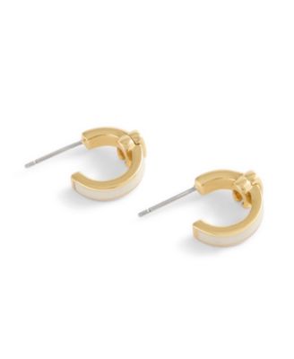Gold Plated Signature C Enamel Huggie Earrings