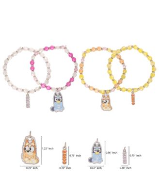 Beaded Bracelet Set, 4-Pack, Character Charms, Adjustable Stretch