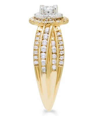 Diamond Halo Ring (1 ct. t.w.) in 14k Two-Tone Gold