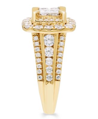 Diamond Multi Princess Halo Ring (2 ct. t.w.) in 14k Yellow Gold