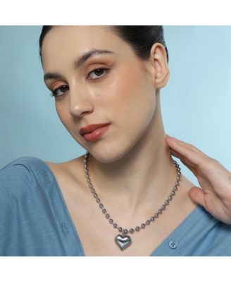 Women's The Puffer-Cuoer Pendant Necklace - Chrome Silver