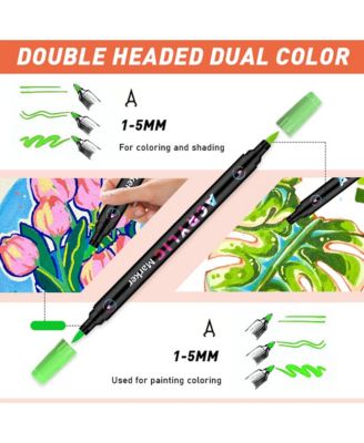 48 Colors Kids Double End Markers, Adult Art Sketching Drawing Markers for Paper, Glass, Wood, Canvas, Ceramic and Rock