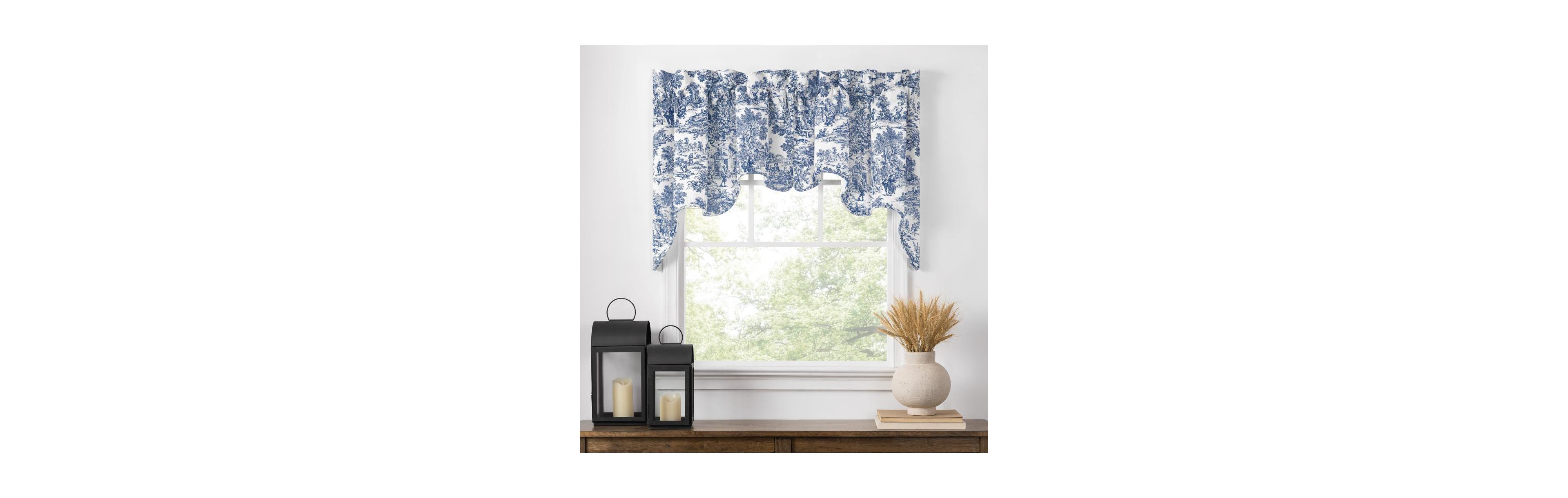 Ellis Curtain Victoria Park Toile 2-Piece High Quality Classic Print Swag Lined Empress Window Valance