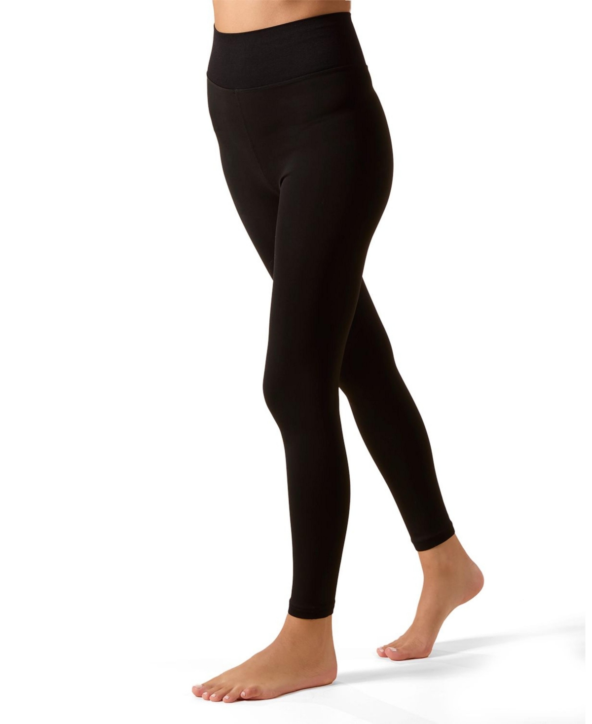 Memoi Women's Opaque Seamless Blackout Track Leggings In Black