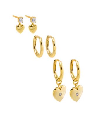 A Touch Of Hearts Gold Plated Earring Combo Set