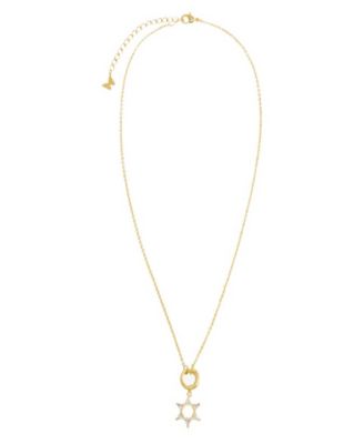 Cubic Zirconia Triangle Star Of David Toggle Necklace