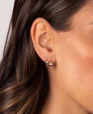 Solid Snake Gold Plated Huggie Earring Combo Set