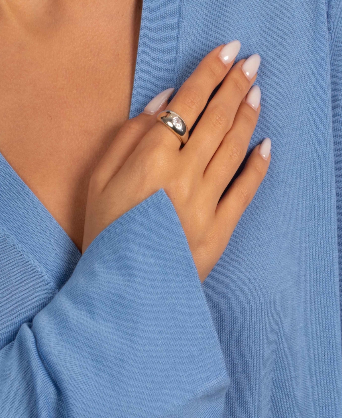 by Adina Eden Octagon Cubic Zirconia Gold Plated Jumbo Puff Ring