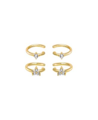 Cubic Zirconia Multi Shape Gold Plated Ear Cuff Combo Set