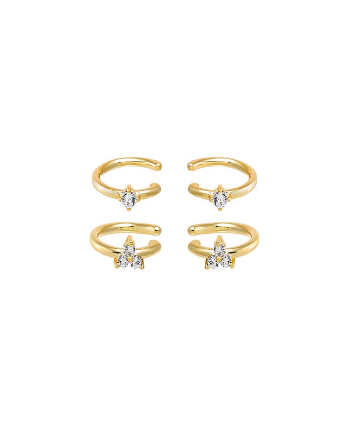 By Adina Eden Cubic Zirconia Multi Shape Gold Plated Ear Cuff Combo Set In Gold