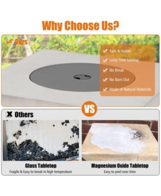  Lava Rocks and Cover 50,000 BTU with 34 Inch Square Concrete Propane Fire Pit Table